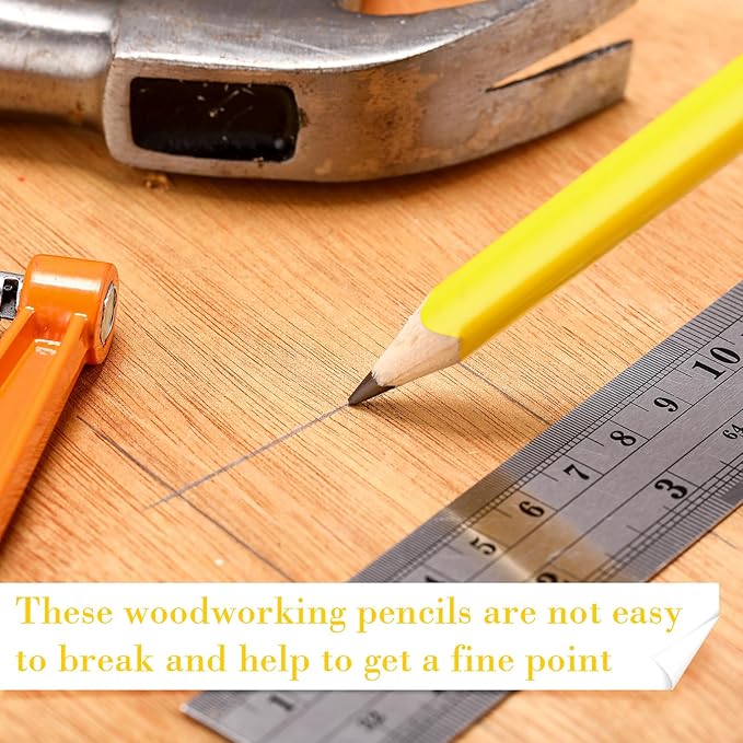 Fainne 48 Pack Jumbo Round Pencils, Wooden Fat Pencil with Black Core Bulk for Carpenters Workers Woodworkers Framers Beginners Students Teachers DIY Project(Yellow)