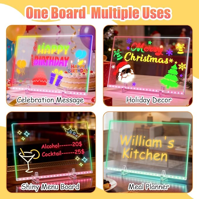 LED Drawing Board for Kids, Large Light Up Writing Tablet, 7 Color Glow Doodle Board with Paint Stencils and Tracking Paper, Birthday Holiday Toy Gift for Boys Girls Age 3+