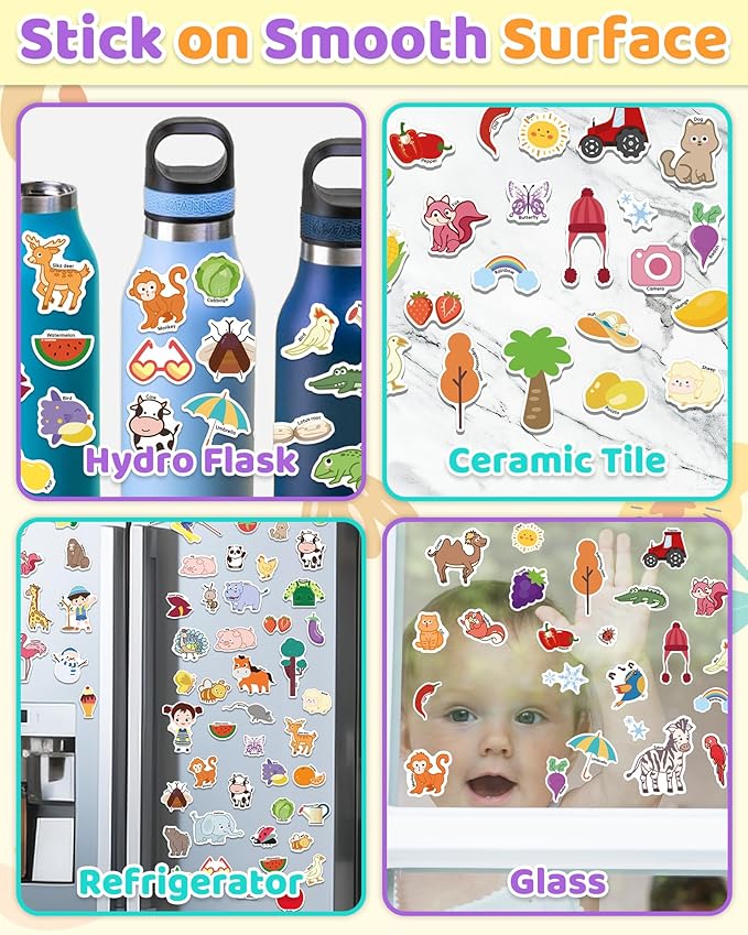 Benresive Reusable Sticker Book for Toddlers, Stickers for Kids, Travel Toys for Arts & Crafts Activities, Birthday Gift for Boys & Girls, Farm, Animal and Season Themes