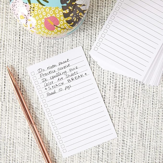 Okuna Outpost Note Cards - Vertical Index Card Layout for Task Management - Check Box To-Do Slip for Task Tracking - Durable Paper Stock To do Pad for Versatile Notes - Bulk, 3 x 5 In, White