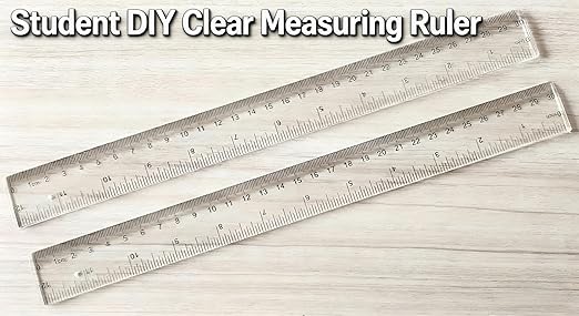 3-Pack 12-Inch (30cm) Plastic Rulers - Clear Dual-Sided Ruler with Centimeters and Inches, 3-Piece Set