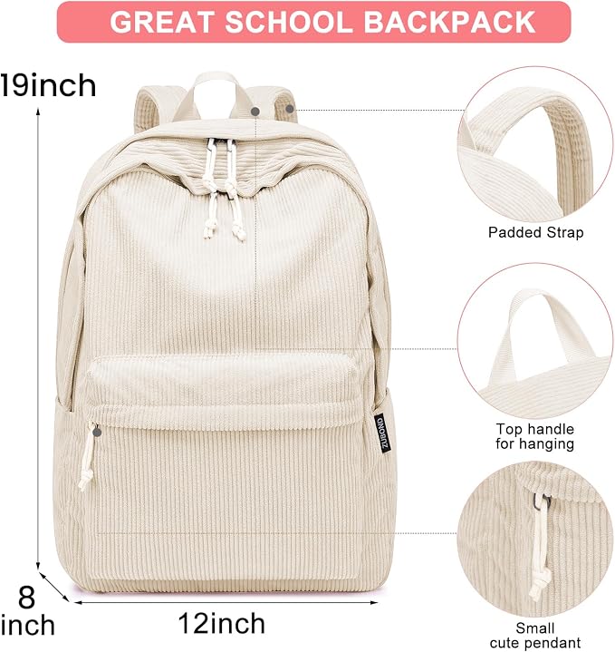 ZUBOND Backpack for School Girls and Boys, Lightweight School Bookbag for Teens, College Students Women & Men, Cute Large Laptop Backpack Fits 17.3 Inch Notebook