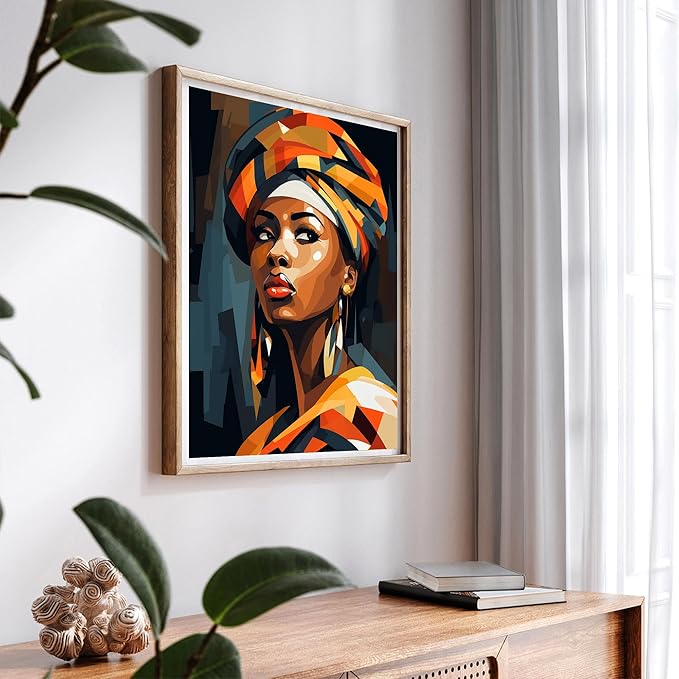 SKRYUIE Paint by Numbers Kit for Adults Beginner African Woman, Acrylic African American Oil Painting by Numbers Kits with PaintBrushes Paintwork Art Crafts Canvas for Home Decor 16x20 inch