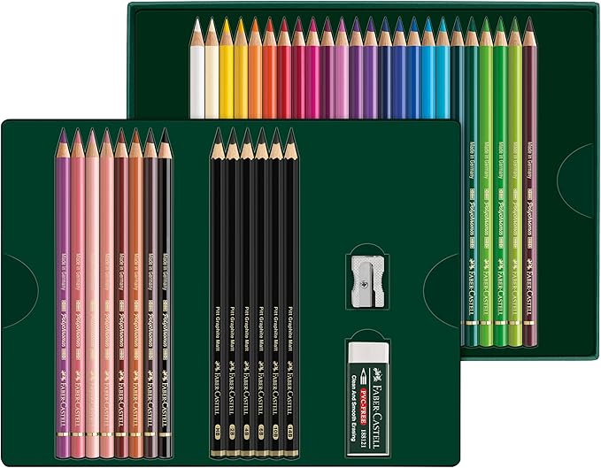 Faber-Castell Polychromos and Pitt Graphite Matte Giftset Artist Gift Set, Multi-Color 40 Count