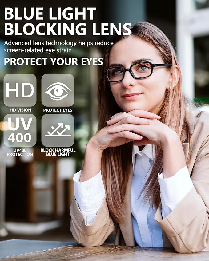 6 Pack Blue Light Blocking Reading Glasses for Women & Men, 97.69% Blue Light Filter Anti Eye Strain HD Clear Lens