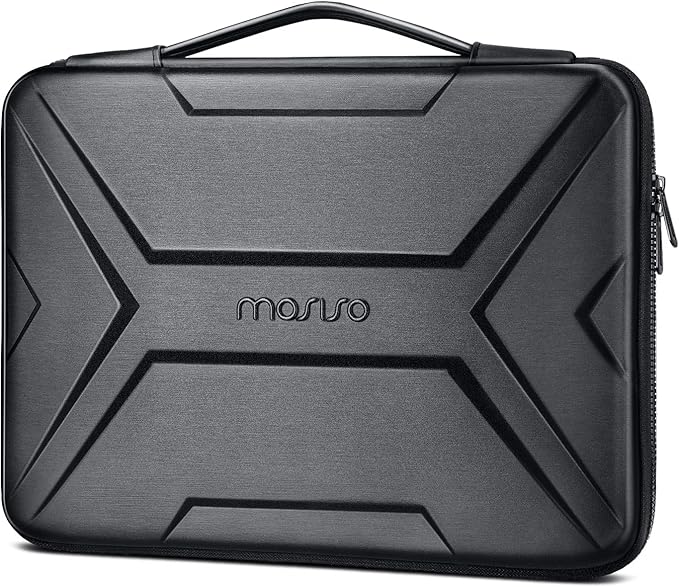 MOSISO Laptop Case 13.3 inch, 13-13.3 inch Laptop Sleeve Compatible with MacBook Neo/Air 13.6/Pro 13/Pro 14, HP Dell Lenovo,Artistic Geometric EVA Carrying Case Hard Shell with Handle, Black