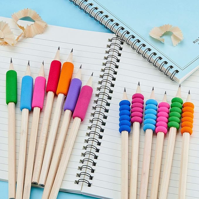 Outus Foam Pencil Cushion Writing Aid for Kids Students, Random Colors and Mixed Shape (150 Pcs)