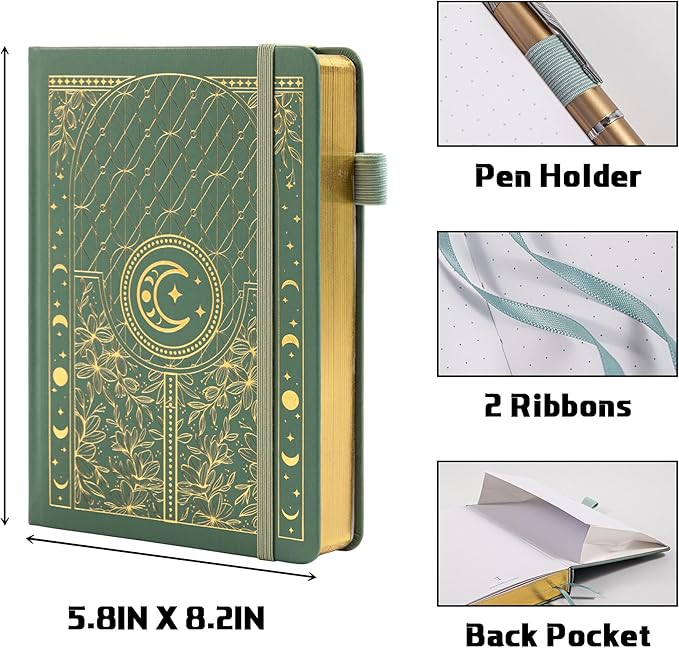 TIEFOSSI Dotted Journal Notebook, 160gsm 256 Numbered Thick Paper, A5 Hardcover Dotted Grid Diary for Women Men Work Writing, Journaling, Drawing, 5.8 x 8.3 in