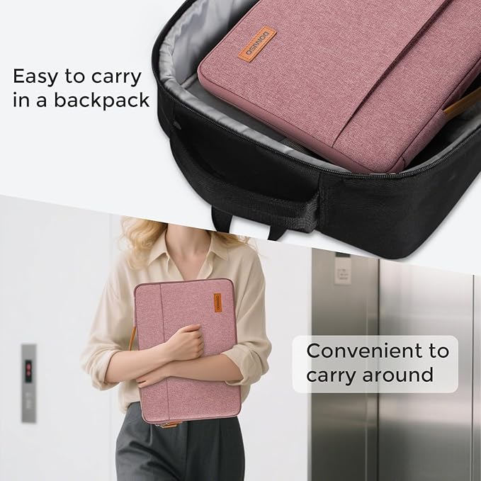 DOMISO 14 inch Laptop Case Sleeve Protective Cover Compatible with 15 inch MacBook Air M4 M3 M2,MacBook Pro,14-15 inch HP Dell ASUS Lenovo Chromebook,Waterproof Computer Cases Bag with Handle,Pink