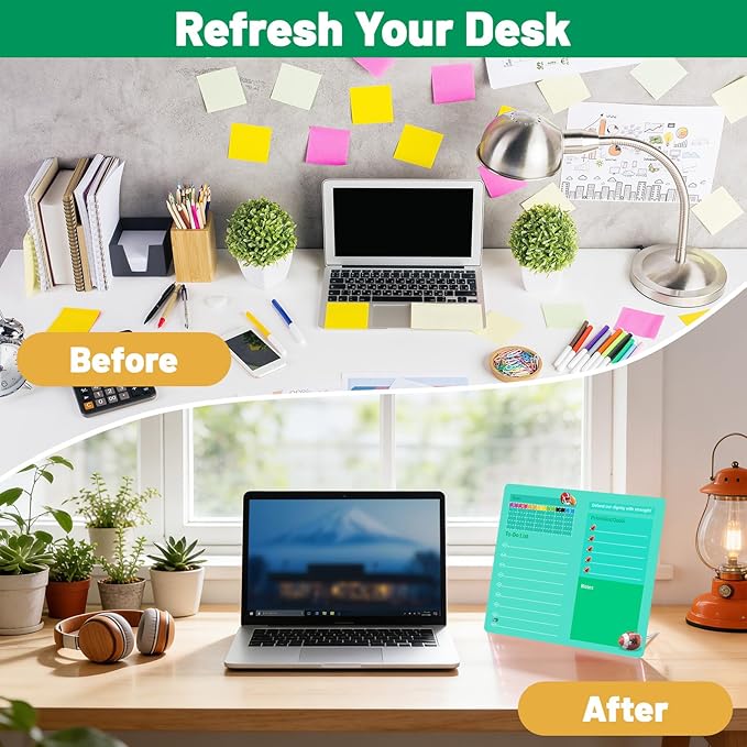 LeMotech Desktop Acrylic Dry Erase Board, 12x10 inches Weekly & to-Do List Planner, Tabletop Whiteboard with Stand, Office Supplies Includes 2 Markers & 1 Eraser, Green Football Pattern, 1 Pack
