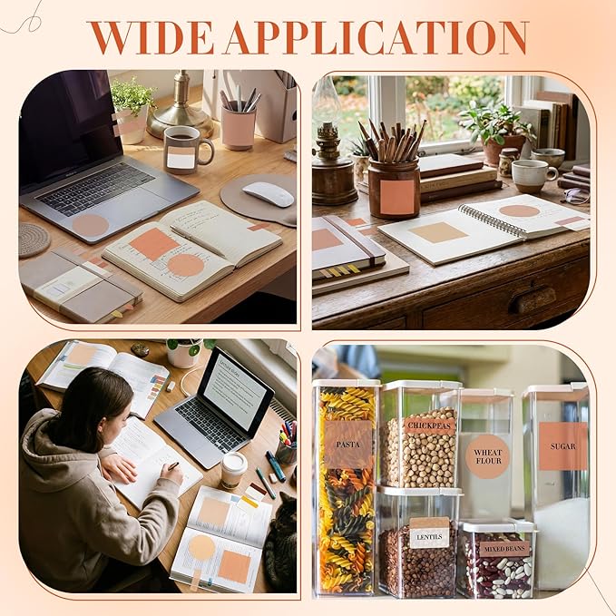 Glenmal Transparent Sticky Note Set 910 Sheets Translucent Clear Self-Adhesive Sticky Notes Bulk Gradient Color Waterproof for Bible Tabs Book Tabs Office Study Supplies Book Annotation(Brown)