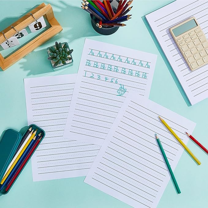 Yeaqee 120 Sheets Raised Ruled Paper Portrait Handwriting Paper Kindergarten for Kids Teachers Sensory with Line, 8.3 x 11.2 Inch White