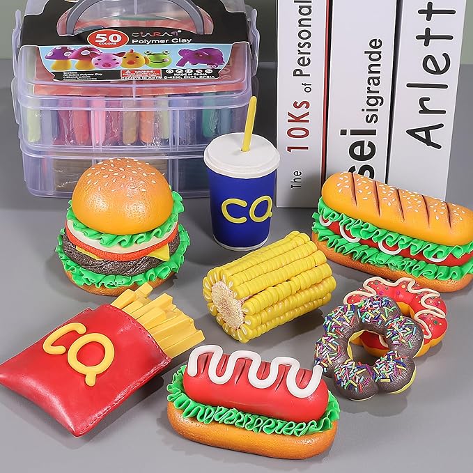 CiaraQ Polymer Clay 50 Colors Starter Kit - Oven Bake Modeling Clay for Kids & Artists, Non-Sticky DIY Clay with Sculpting Tools, Fun Gift for Children Ages 4+, 3.46 lb