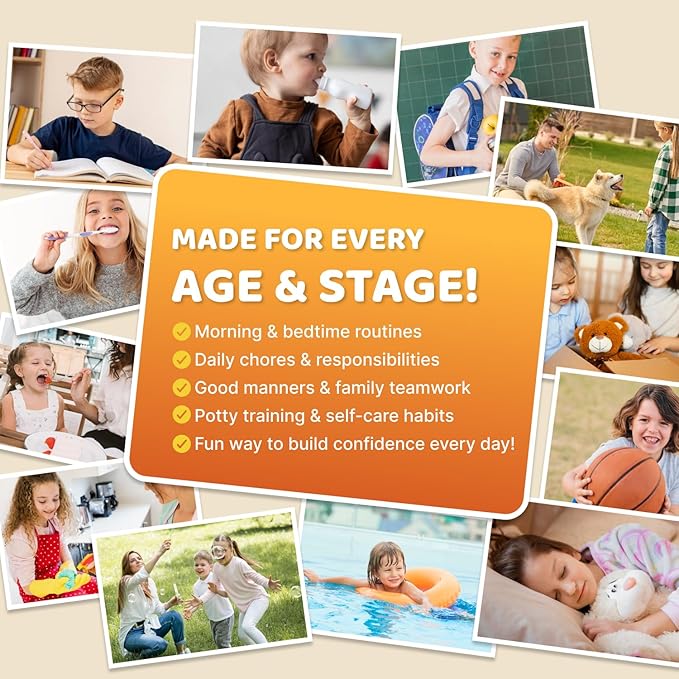 2 in 1 Upgraded Slider Bedtime/Morning Routine Chart for Kids Toddlers, Dry Erase Chore Chart for 2 Kids, Magnetic Visual Schedule for Kid