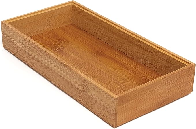 Lipper International 8185S Bamboo Wood Stacking Drawer Organizer Box, 6" x 12"