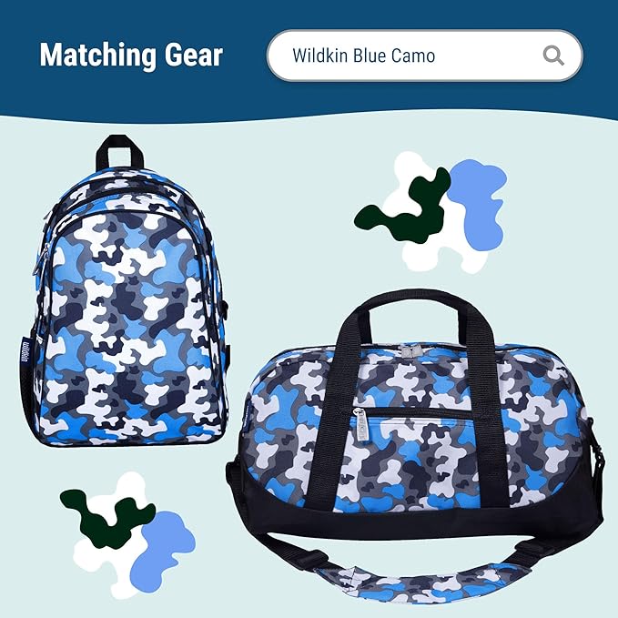 Wildkin Kids Insulated Lunch Box, Keeps Food Hot or Cold, BPA-Free with Mesh Pockets & Easy-Clean Lining – Ideal for School, Travel & Daycare – Blue Camo