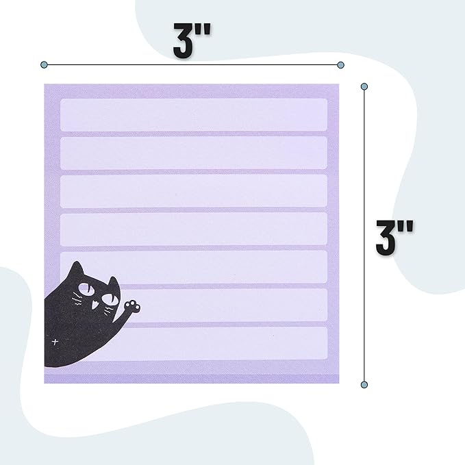 Mr. Pen- Black Cat Sticky Notes Set, 3" x 3", 6 Pads, 480 Sheets, Black Cat Sticky Notes, Memo Pads, Self-Stick Note Pad for Office, School, Home, Study & Organization