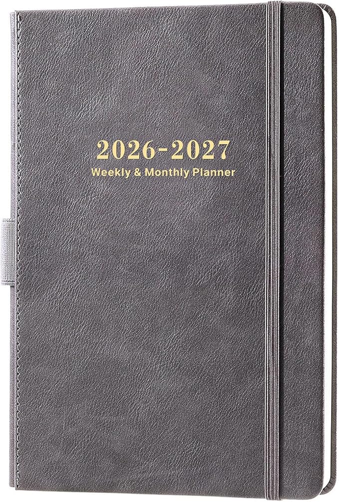 2026-2027 Planner - 5.75" X 8.25", JUL. 2026 - JUN. 2027, 2026-2027 Weekly & Monthly Planner with Calendar Stickers, Premium Thicker Paper, Pen Holder, Inner Pocket and 44 Notes Pages - Gray