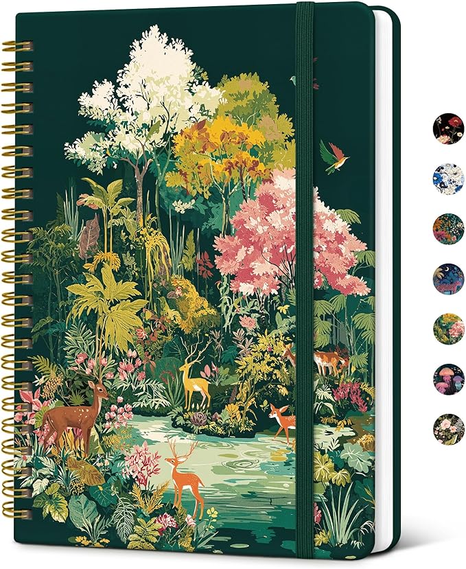 Taja Lined Spiral Notebook Journal for Women A5(5.8" × 8.3"), Cute Hardcover Notebook for Work, School & Note Taking, Pretty College Ruled Journal for Writing, 140 Pages, Enchanted Forest