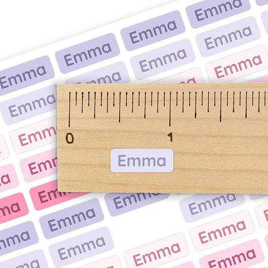 Mini Name Labels (175) - Custom Personalized Name Labels for Labeling Tiny Items, Washer and Dryer-Safe Waterproof Labels for Daycare, Preschool, and School - Orchid