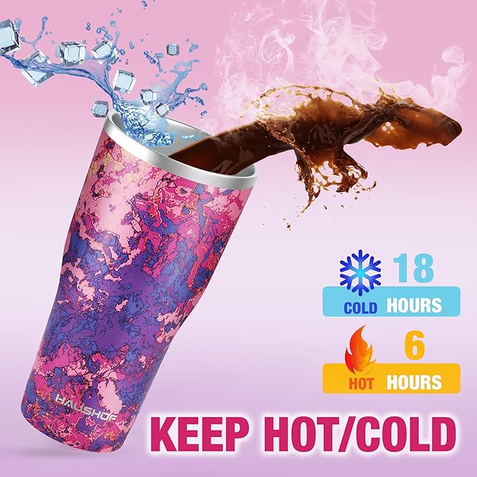 HAUSHOF 20 oz Tumbler, Stainless Steel Vacuum Coffee Tumbler, Durable Insulated Tumbler Cups for Hot and Cold Drinks, Portable Water Tumbler with Lid for Office, Camping, Sports