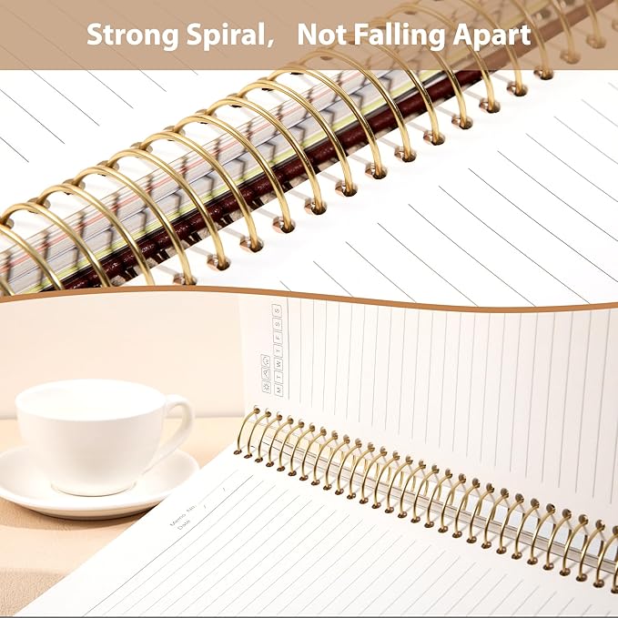 Yoment Hardcover Spiral Notebook 8.5" x 11" Leather 5 Subject Notebook College Ruled with Dividers Tabs 300 Pages Large Spiral Journal Notebooks for Work School Note-Taking Business, Brown