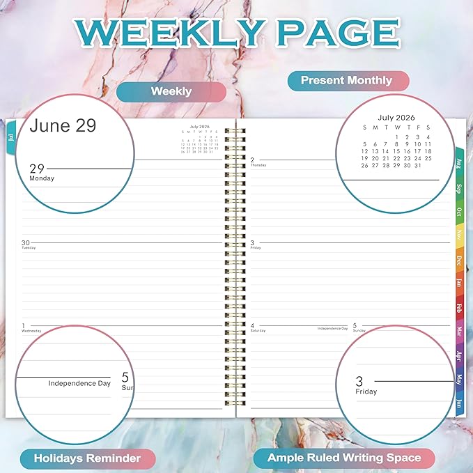 2026-2027 Planner - Academic Planner Weekly and Monthly, 2026-2027 Planners 8.5''x11'', Weekly Monthly Planners with Colorful Tabs, Inner Pocket
