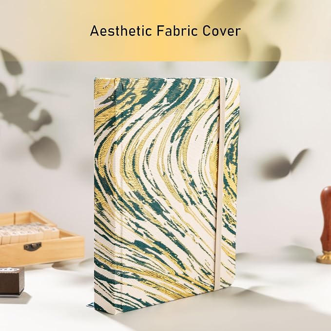 MGGAO Lined Journal Notebook, A5 Fabric Journal for Women Men