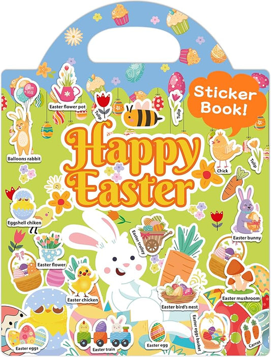 Benresive Reusable Sticker Book for Toddlers, Travel Stickers for Kids, Toddler Crafts Activities Toys, Birthday Gifts for Boys & Girls - Easter