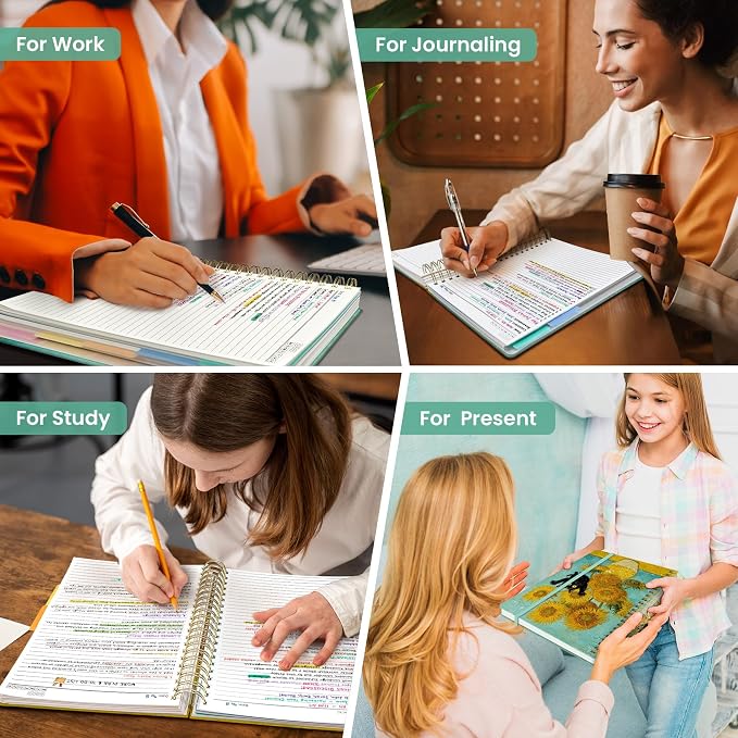 Taja Large Spiral Notebooks for Work 5 Subject with Removable Dividers