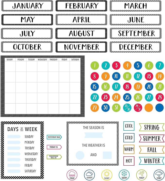 CTP Core Décor Calendar Set Bulletin Board, Classroom Calendar, 67-Piece Set (Creative Teaching Press 10168)