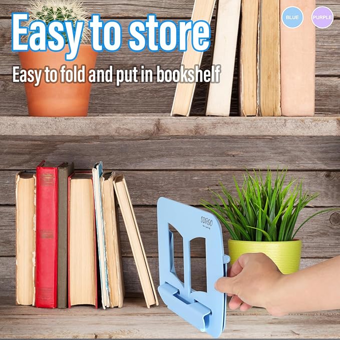 2Pack Book Stand - Waterproof Book Holder, Lightweight, Hands Free (Blue+Purple, 11.82" * 8.26")