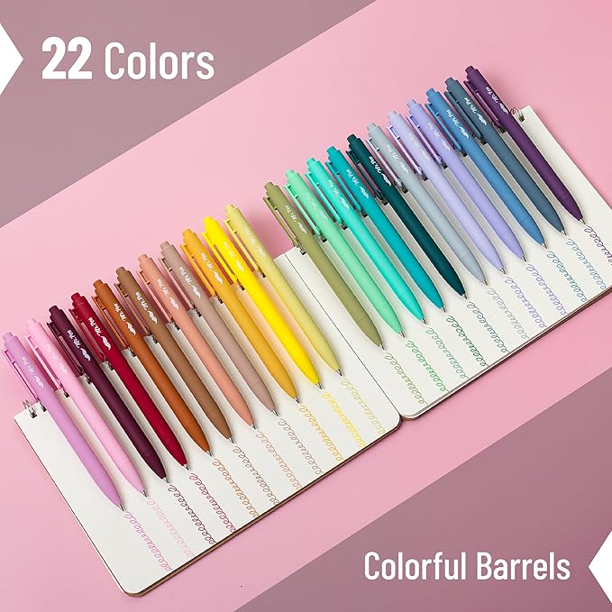 Mr. Pen- Retractable Gel Pens, 22 Pack, Vintage Ink, Fine Point 0.7mm, Fast Dry, Smooth Writing, Cute Pens for Drawing, Writing Planner and School Supplies