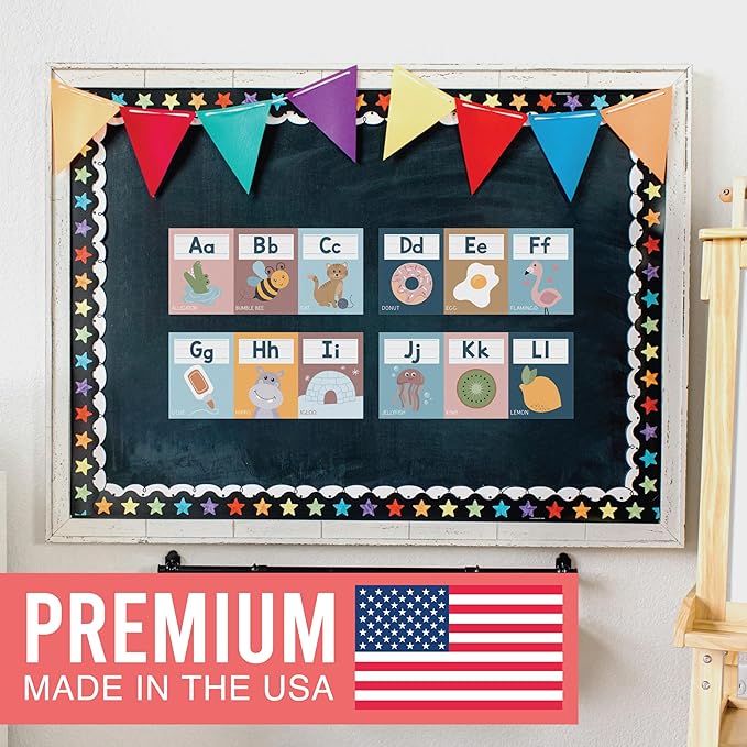 Hadley Designs Alphabet for Classroom Wall Decor - ABC Posters for Classroom Wall Chart Preschool & Kindergarten, ABC Letters & Number Line Elementary, Alphabet Cards, Boho Classroom Decor