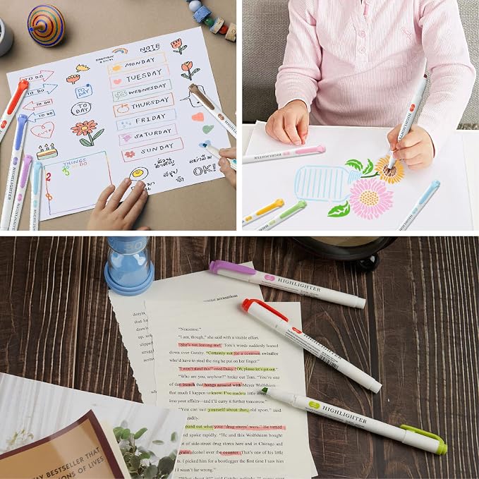 Pastel Highlighters - 35 Pcs Assorted Colors Dual Tip Real Mild Highlighter Markers, Chisel & Fine Tips for Bible Journaling, Note Taking, School Supplies, No Bleed