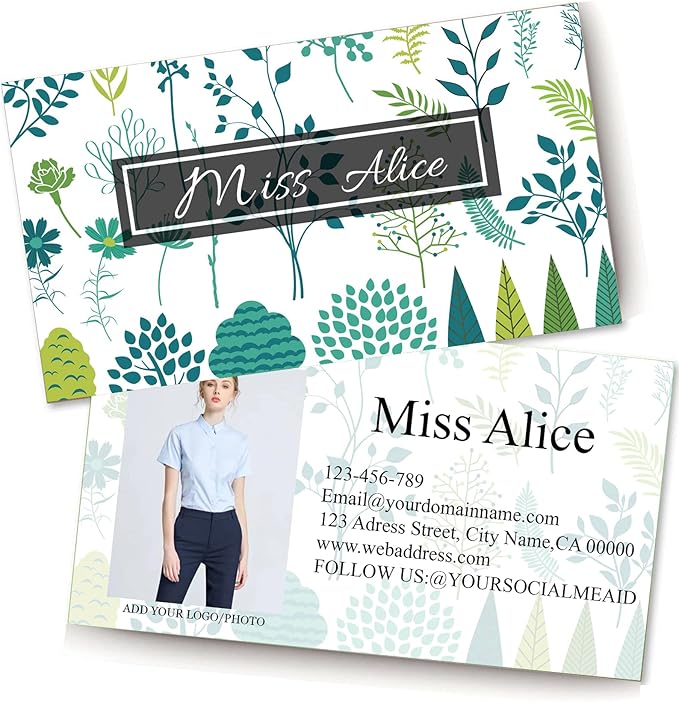 200/500Pcs Business Card Customization (Add Picture or Logo), Thick Coated Paper Business Card Double-sided Printing-2"x3.5" Inches (Color-N)
