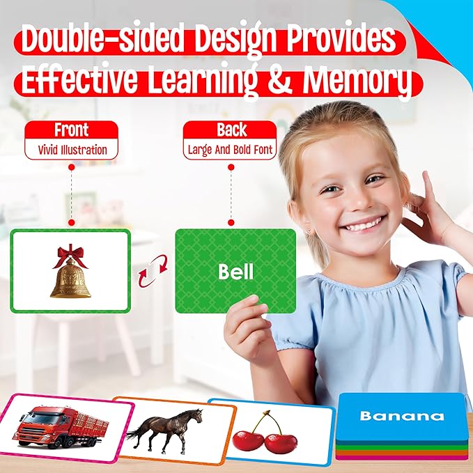 140 Noun Picture-Word Cards, Picture Flashcards Language Builder Visual Aid Speech Development Tool for Autism, ESL Teaching Materials for Adults, Non-Verbal Children Vocabulary Builder for Toddlers