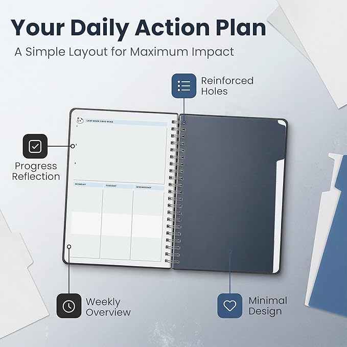 Panda Planner 2026 Undated Daily Planner 5.75" x 8.25", Gray
