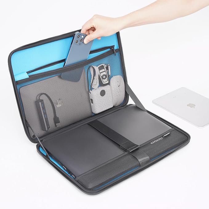 DOMISO 17 inch Laptop Sleeve with Handle Shockproof Computer Bag Waterproof EVA Protective Carrying Case for 17.3" HP Dell Lenovo Asus Laptop, Black