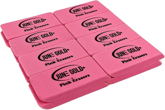June Gold 16 Pink Rubber Erasers