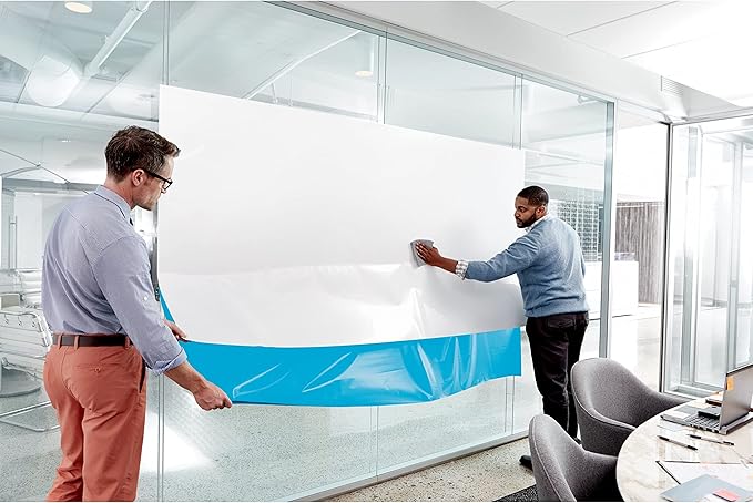 Post-it Dry Erase Whiteboard Film Surface for Walls, Doors, Tables, Chalkboards and More, Removable Sticky White Board, Stain-Proof, Easy Installation, 6 x 4 ft Roll (Pack of 6)