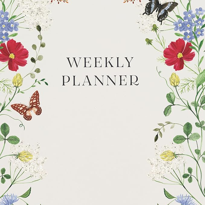 Minted Wild Meadow 2026 Weekly & Monthly Undated Planner, 5.5" x 8.5" Floral Butterfly Spiral Bound Planner Notebook, 132 Pages, Undated Monthly & Weekly Layouts for Flexible Planning