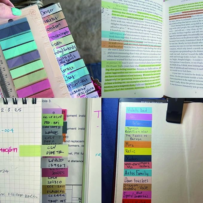 1520 Sheets Sticky Tabs Transparent Bible Sticky Notes,Book Tabs Colored Page Markers,Sticky Index Tabs for Reading Notes,Books,Bible,Office School Supplies,Book Annotation