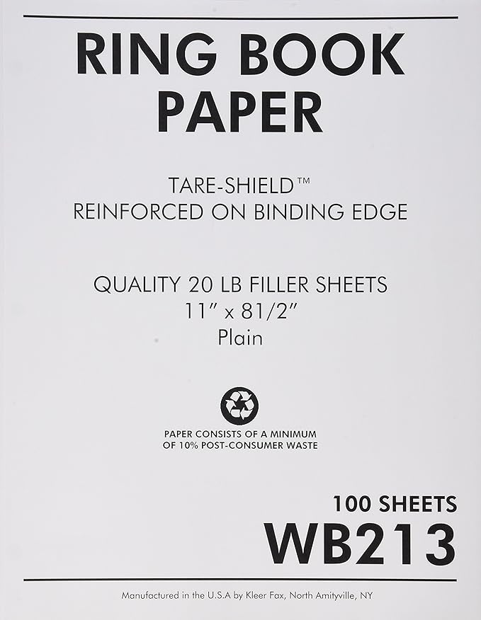Sparco Reinforced Filler Paper, Plain, 11 x 8-1/2 Inches, White (SPRWB213)