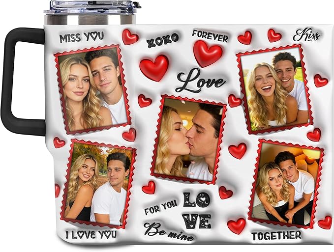 Personalized Tumbler Custom Vacuum Insulated Travel Mug Customizable Coffee Cup with Your Photos and Text Christmas Birthday Gift (40oz Design 7)