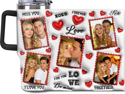 Personalized Tumbler Custom Vacuum Insulated Travel Mug Customizable Coffee Cup with Your Photos and Text Christmas Birthday Gift (40oz Design 7)