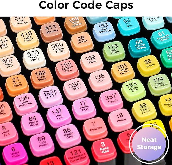 Soucolor Alcohol Markers 120 Colors with Case & Holders, Dual Tips Chisel & Fine Art Markers for Adult Coloring Kids Drawing, Artist Markers Art Supplies for Blending Sketching