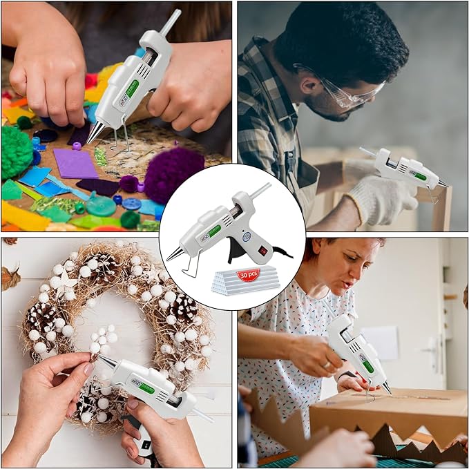 Krightlink Hot Glue Gun Kit with 30 Glue Sticks, Fast Preheating Hot Melt, High Temp for School Crafts DIY Arts and Quick Home Repairs (20w)