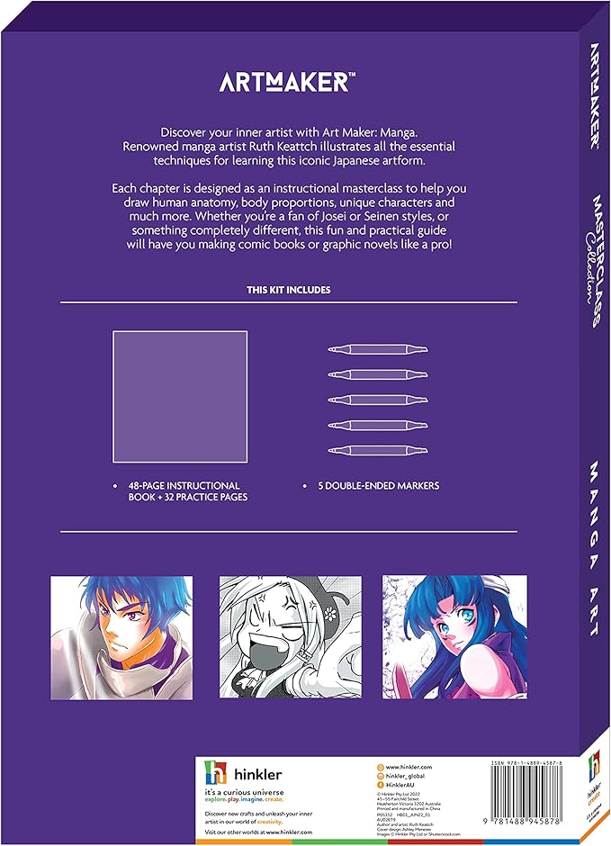 Hinkler Art Maker Masterclass Collection: How to Draw Manga Kit - Adults Drawing Kit – Draw Manga - Japanese Art - Drawing Stationary - Advanced Drawing Guide - Arts and Craft for Adults - Craft Kits