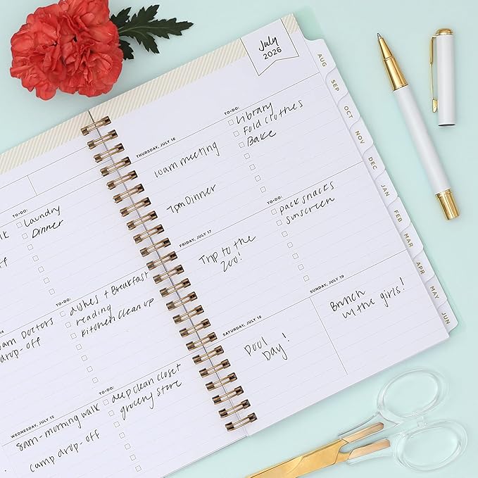 Blue Sky Day Designer 2026-2027 Weekly and Monthly Academic Year Planner Calendar, July 2026 - June 2027, 5" x 8", Flexible Cover, Laminated Tabs, Storage Pocket, Includes Stickers, Secret Garden Mint